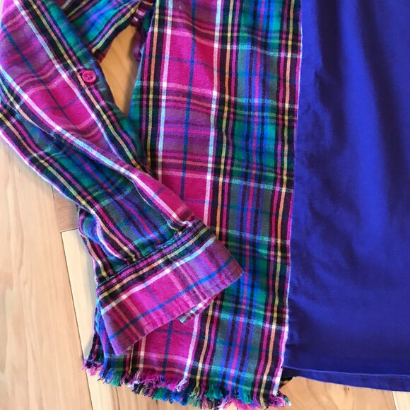 Upcycled Flannel Tee, Size M-L: Oversized Lake of the Ozarks Graphic T-Shirt - Picture 6 of 10